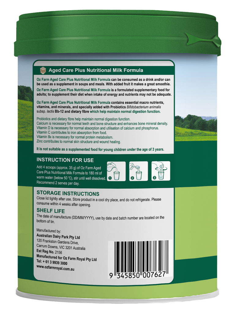 Oz Farm Aged Care Plus Nutritional Milk Formula 800g