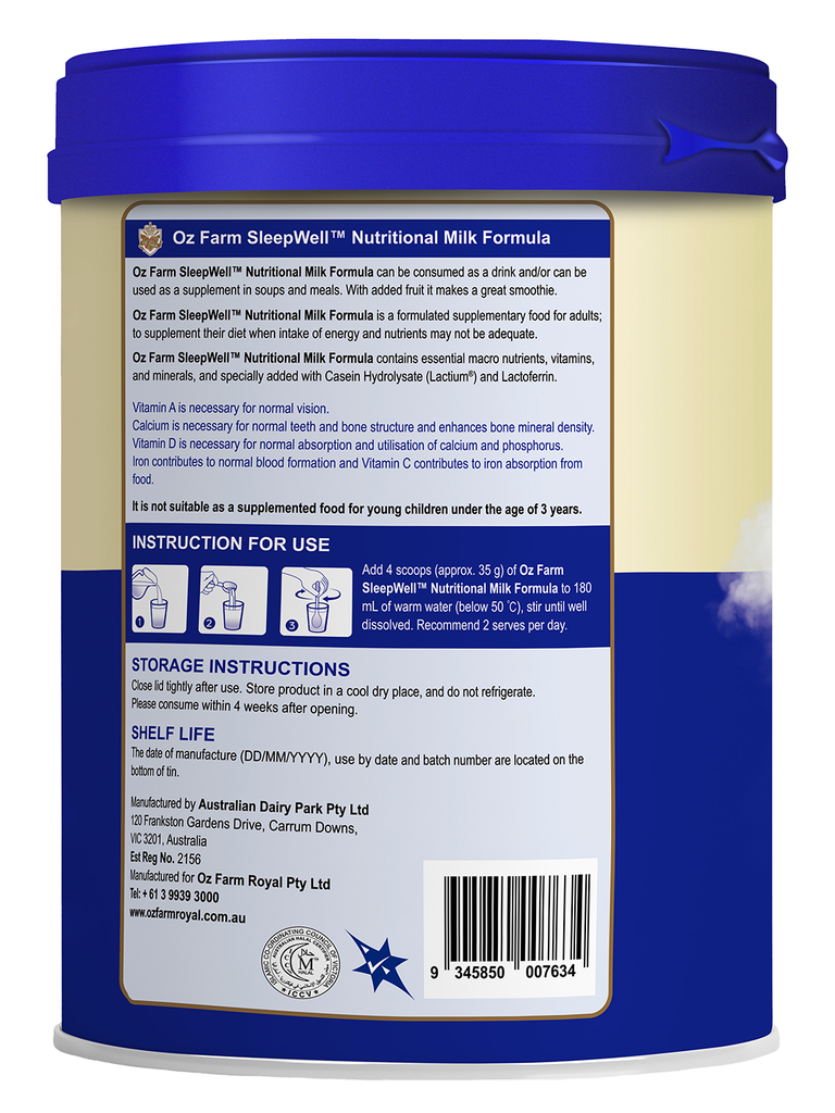 Oz Farm SleepWell™ Nutritional Milk Formula 800g